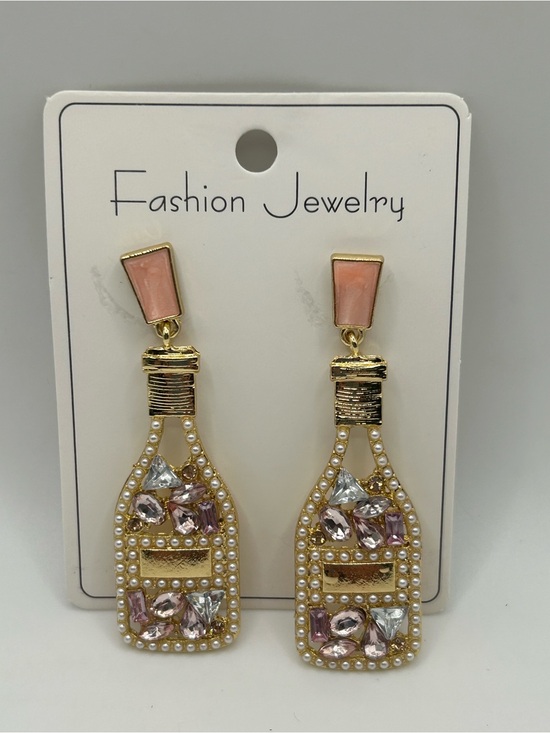 Fashion Jewelry Jewelry - 🆕 Fashion Jewelry Gold-Tone Pink Bottle Drop Earrings